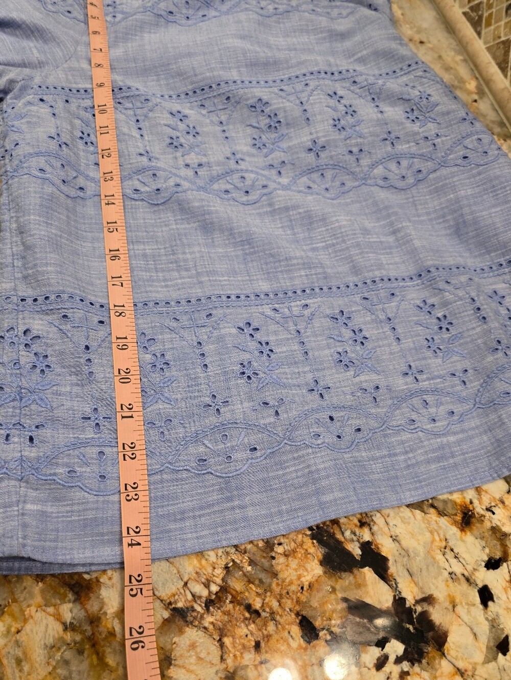 Talbots Blue Eyelet Embroidered Blouse with Balloon Sleeves Cotton M - Picture 4 of 6
